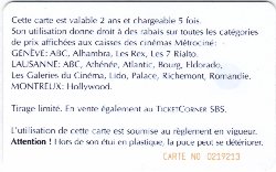 Carte Métro Ciné CI8 - dos