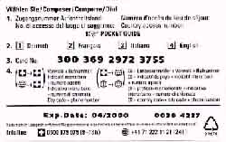 Carte Swisscom SC4 - dos