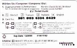 Carte Swisscom SC10 - dos